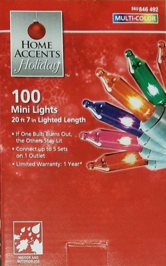 (Pack of 2) New In Box Home Accents 100 Multi‑color Mini Lights Indoor/Outdoor