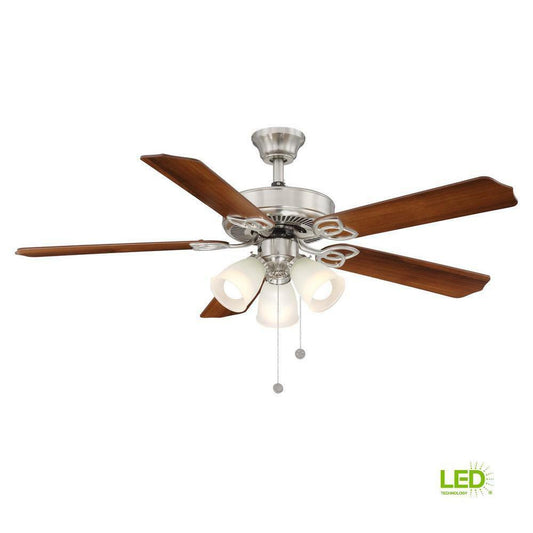 Brookhurst 52 in. Indoor Brushed Nickel Ceiling Fan with Light MISSING 1 BLADE