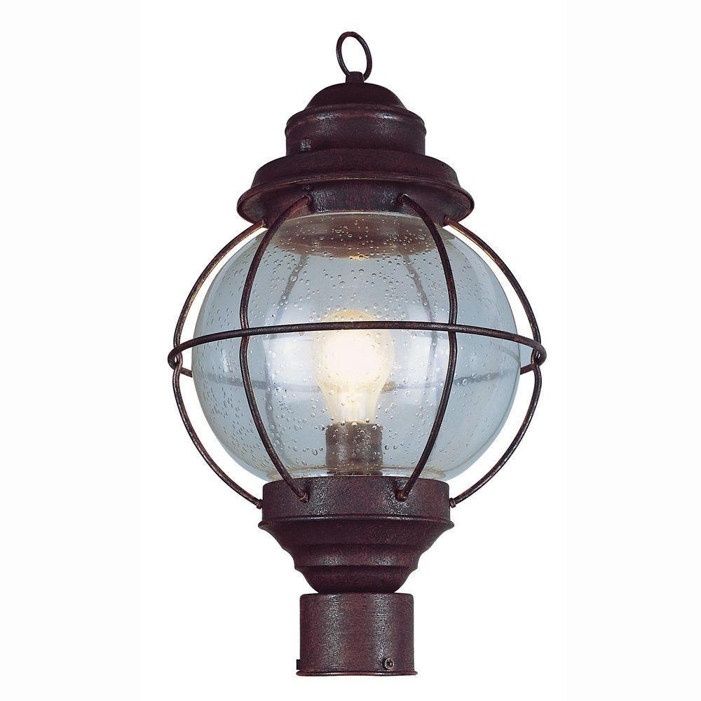 Bel Air Lighting Lighthouse 1-Light Outdoor Rustic Bronze Post Top Lantern