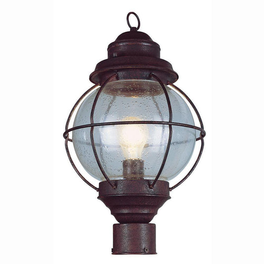 Bel Air Lighting Lighthouse 1-Light Outdoor Rustic Bronze Post Top Lantern