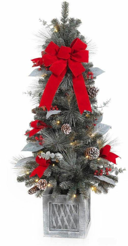Home Accents Holiday 4 Ft. Pre-Lit Snowy Pine Porch Artificial Tree AS IS