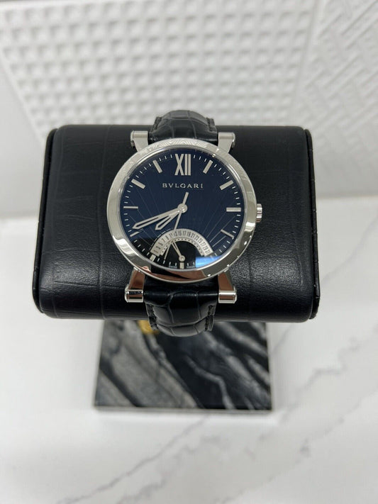 BVLGARI Automatic SOTIRIO BULGARI Black Dial Men's Watch Leather Band SB42BSLDR