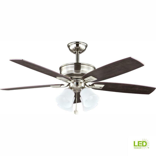 Hampton Bay 52" Devron LED Brushed Nickel Fan w/Light Fan Blades with Scratches