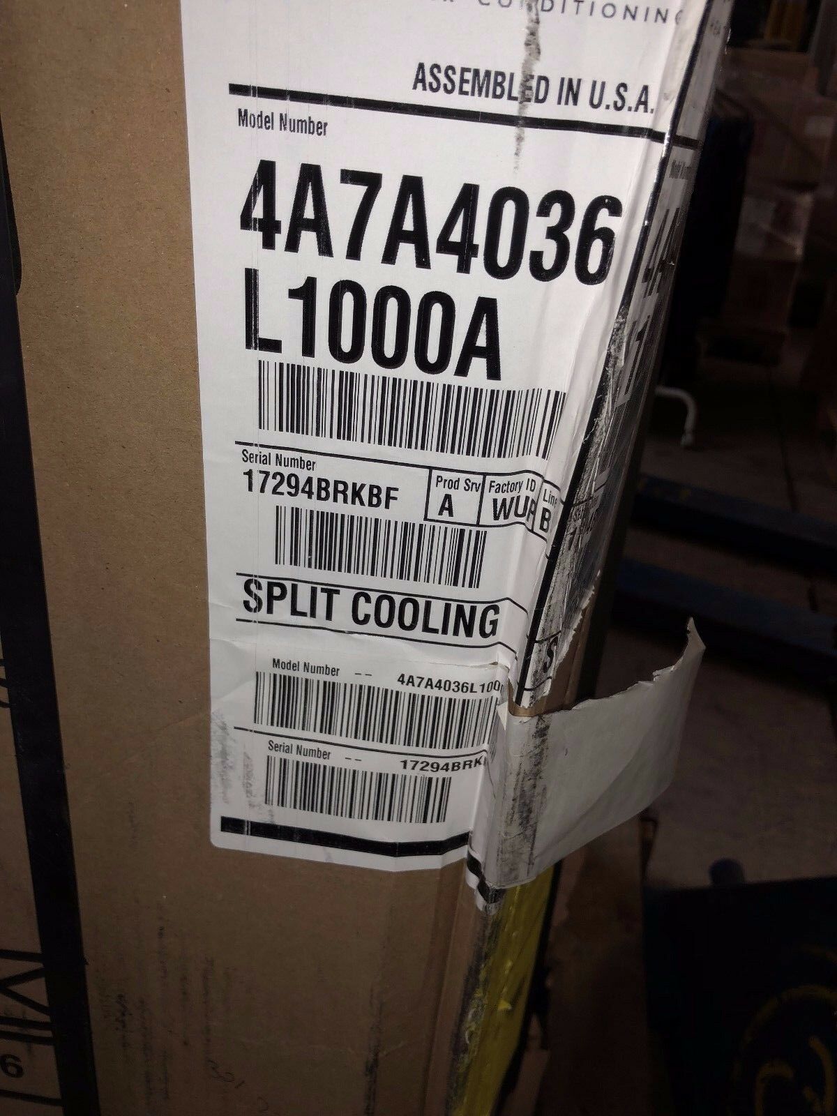 American Standard 4A7A4036L1000A Silver Serie 3 Ton Air Conditioner 208-230/1/60