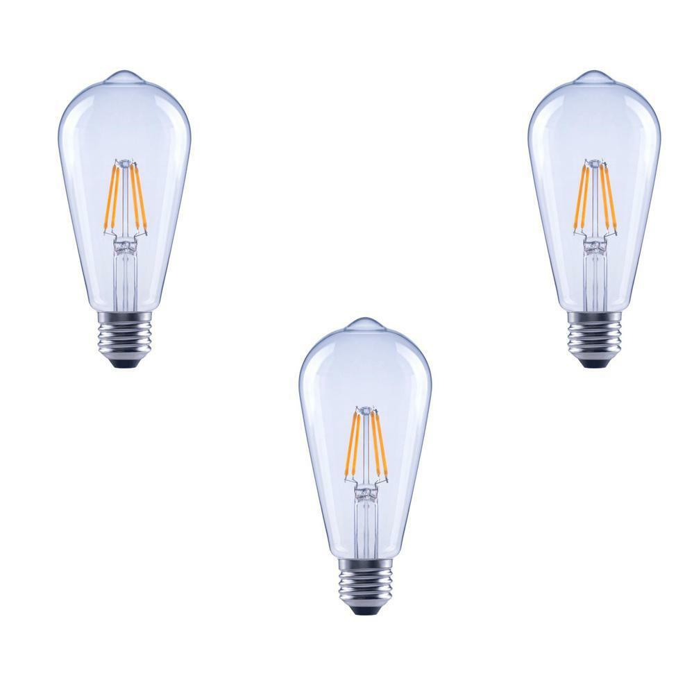40-Watt Equivalent ST19 Clear Glass Filament Dimmable LED Light Bulb Soft White