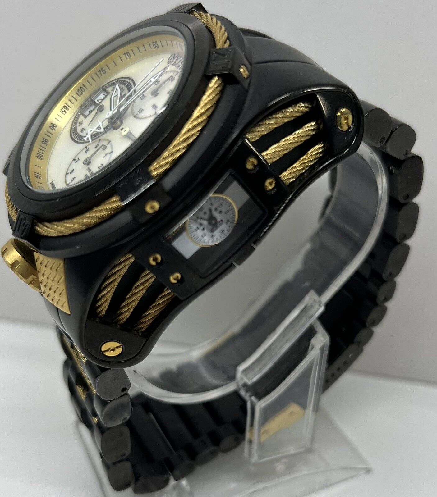 Invicta 19422 Reserve 56mm Bolt Zeus Tria Swiss Quartz Bracelet Watch READ