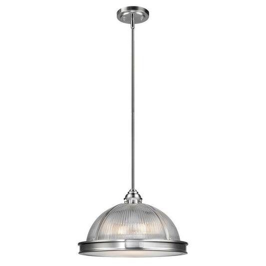 Globe Electric Tarley 3-Light Brushed Steel and Clear Glass Hanging Pendant