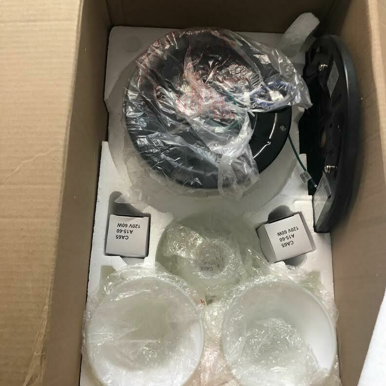 Home Ceiling Fan Light Kit 44 In. 5 Blades  No Nickel Finish Housing Cover AS IS