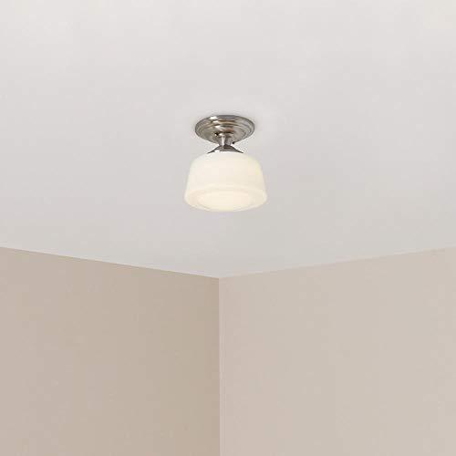 Hampton Bay 10.5 in. Brushed Nickel LED Semi Flush Mount Opal Glass