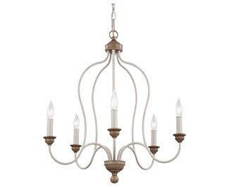Feiss F2998/5CHKW/BW Hartsville Farmhouse Candle Chandelier Lighting, White, 5-Light (24"Dia x 26"H) 300watts