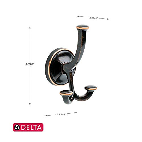 Delta Portman Triple Towel Hook in Venetian Bronze with Copper Reveal