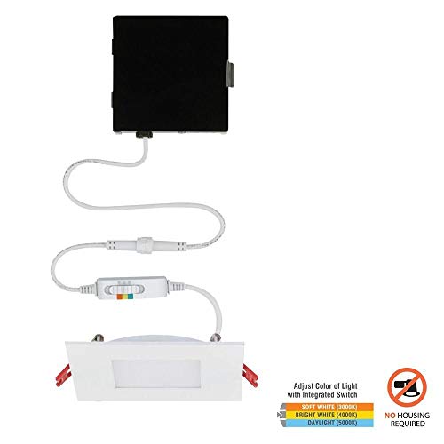 Commercial Electric Ultra Slim 4" Square Color Changing LED Recessed Kit- 4 pack