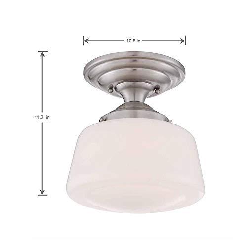 Hampton Bay 10.5 in. Brushed Nickel LED Semi Flush Mount Opal Glass