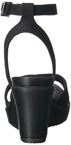 Crocs Women's Leigh II Cross-Strap Ankle Wedge Sandal, Black/Black, 7 M US