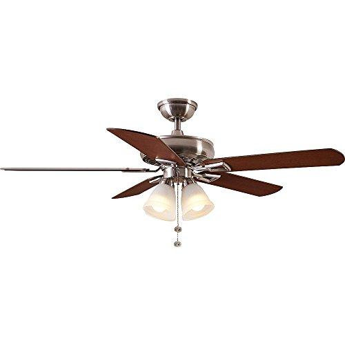 Hampton Bay 91191 Lyndhurst 52" Indoor Brushed Nickel Ceiling Fan With Light Kit