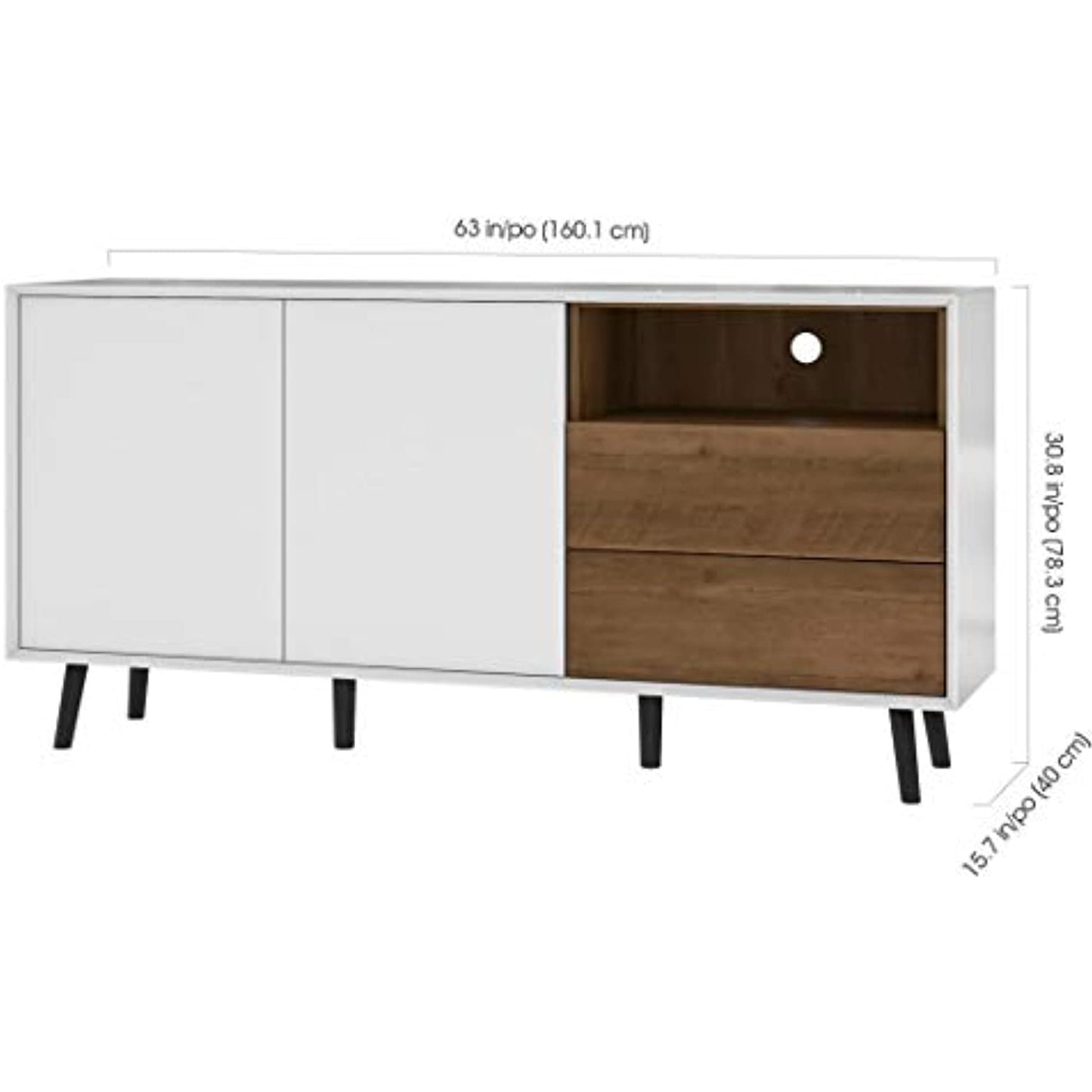 Bestar Alga Sideboard, Walnut Brown (OPEN BOX- PREOWNED)