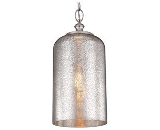 Feiss P1319PN Hounslow Glass Pendant Lighting, Chrome, 1-Light (9"Dia x 20"H) 60watts