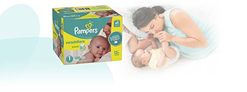 Diapers Pampers Swaddlers Size 1 (8-14 lb), 198 Count - Disposable Baby Diapers Size 1 / Newborn, 198 Count, ONE MONTH SUPPLY