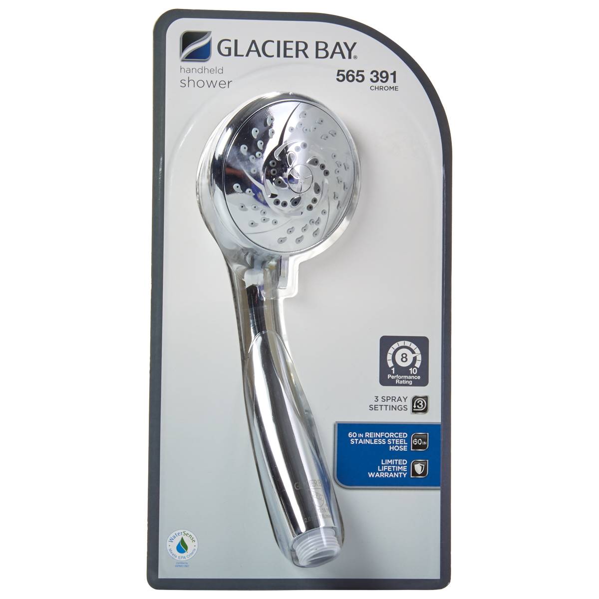 Glacier Bay Chrome Handheld Showerhead -OPEN BOX-