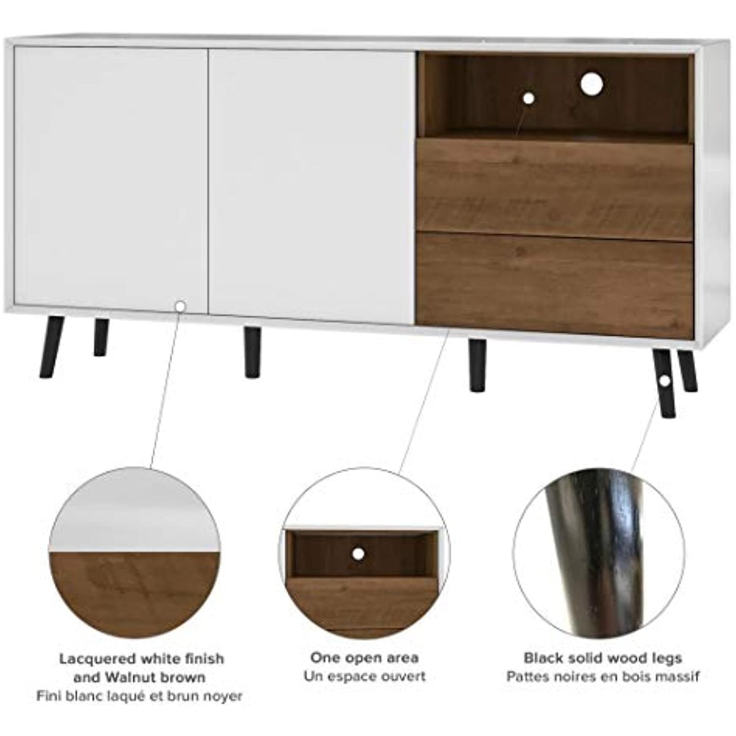 Bestar Alga Sideboard, Walnut Brown (OPEN BOX- PREOWNED)