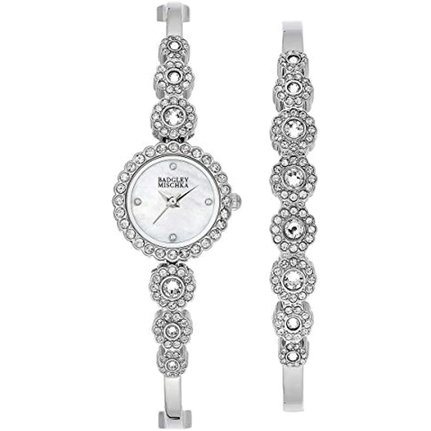 Badgley Mischka Silver-Tone Swarovski Crystal Ladies Watch NO BOX