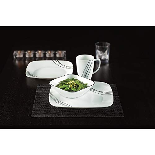 Corelle Squares Simple Sketch 1088188 16-Piece Dinnerware Square White Value