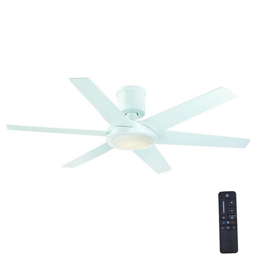 Home Decorators Clermont 52 in. LED Glossy White Ceiling Fan