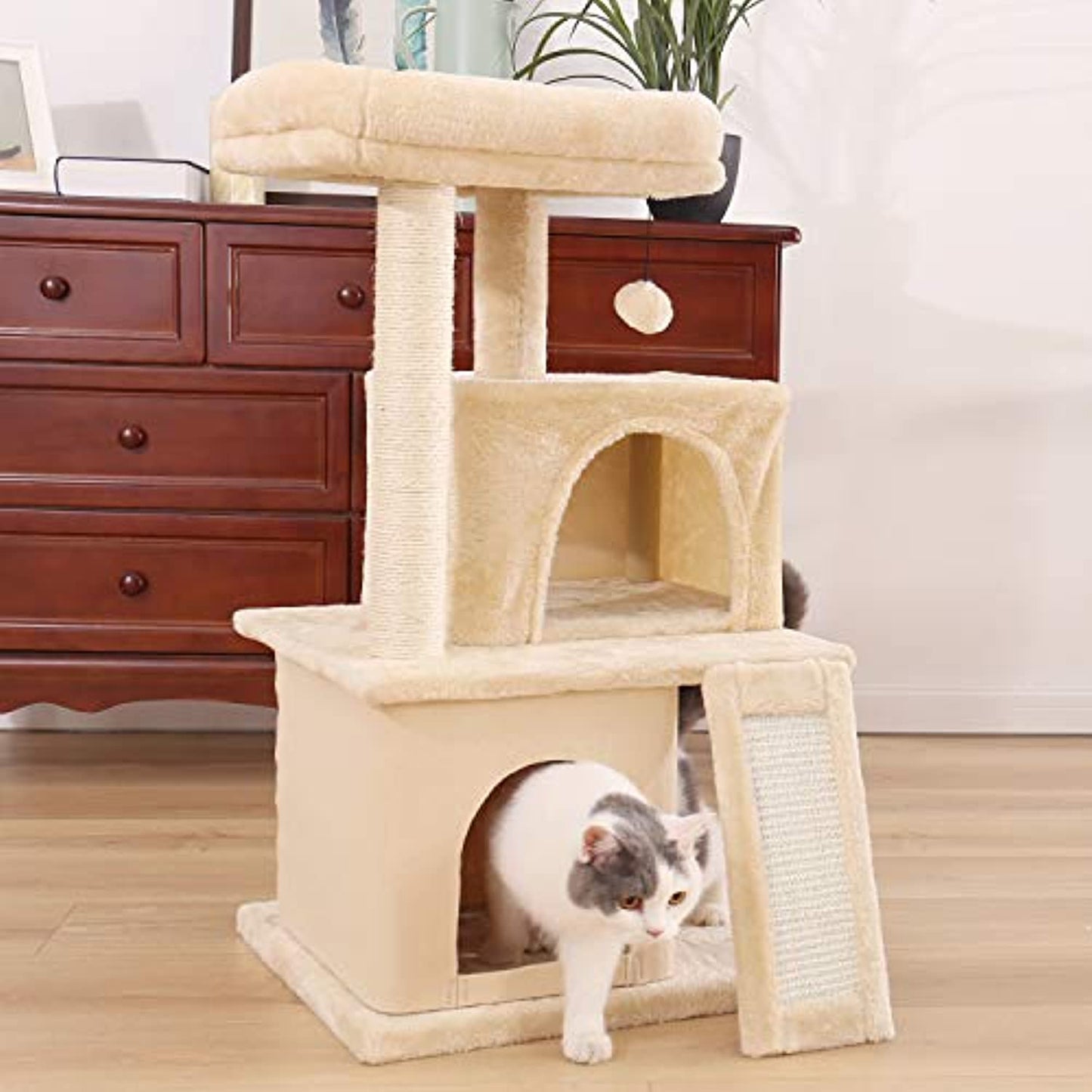 PAWZ Road Cat Tree Luxury Cat Tower with Double Condo, AWJ0420M Beige - Preowned