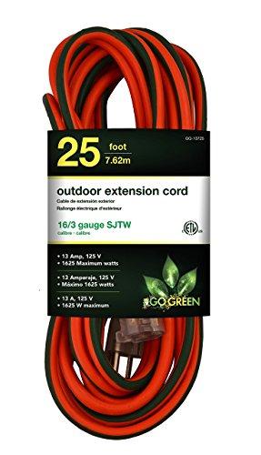 GoGreen Power GG-13725 - 16/3 25' SJTW Outdoor Extension Cord - Lighted End (R..