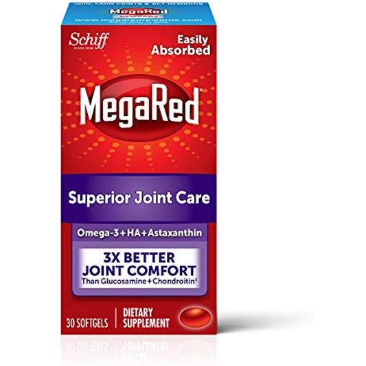 Omega-3 Krill Oil and Joint Supplement 353mg, Megared Joint Care Softgels (30 Count In A Bottle) - EPA/DHA fatty acids, Antioxidants, Hyaluronic acid, No fishy burp aftertaste as with Fish Oil (Pack of 1)