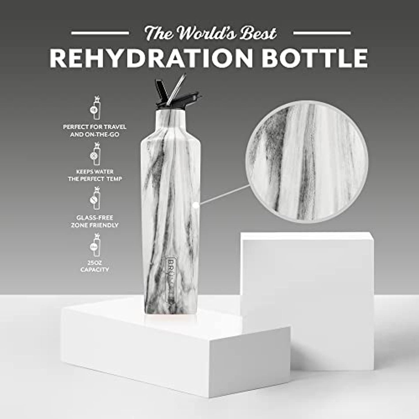 BrüMate ReHydration - 100% Leakproof 25oz Insulated Water Bottle with Straw -