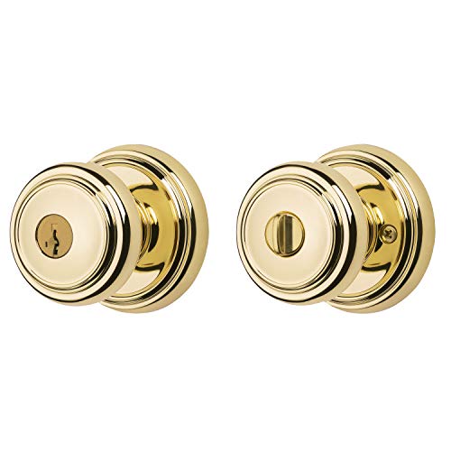 Baldwin Prestige Alcott Entry Knob featuring SmartKey in Lifetime Polished Brass