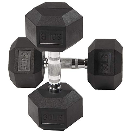 CQ Wellness Rubber Encased Hex Dumbbell in Pairs