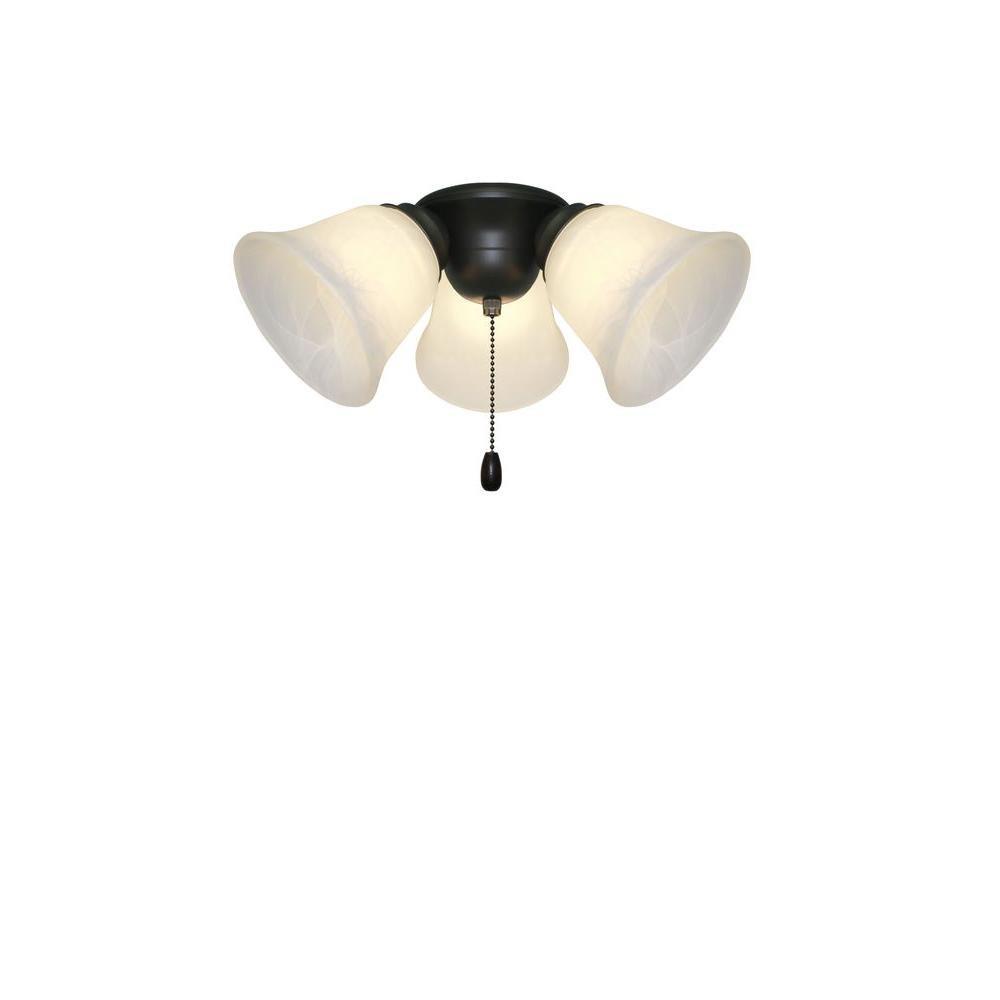 Hampton Bay HB3454-34 3-Light Satin Bronze Alabaster Glass LED Ceiling Fan Light Kit