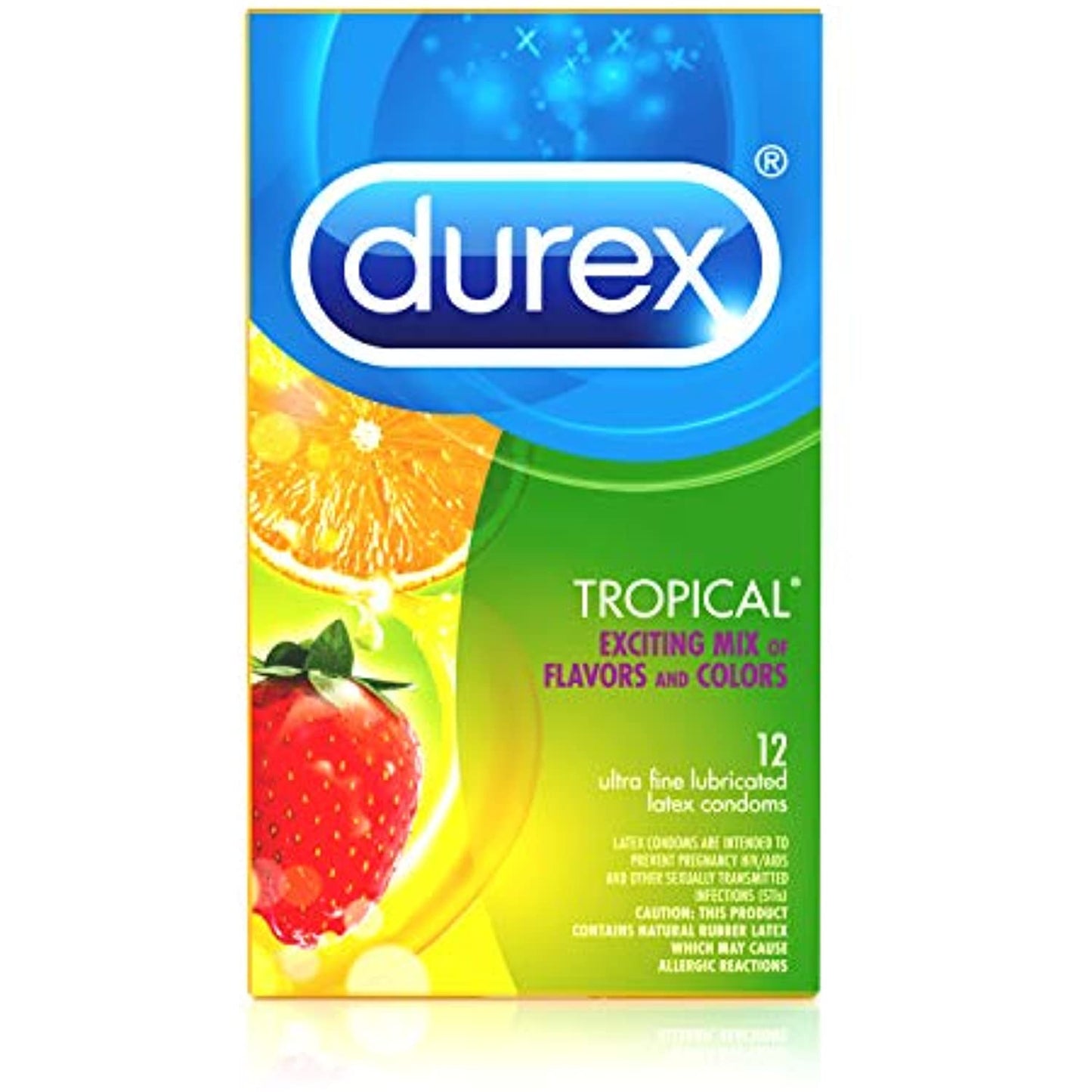 Durex Tropical Flavors Flavored Premium Condoms, 12 Count (Pack of 6)