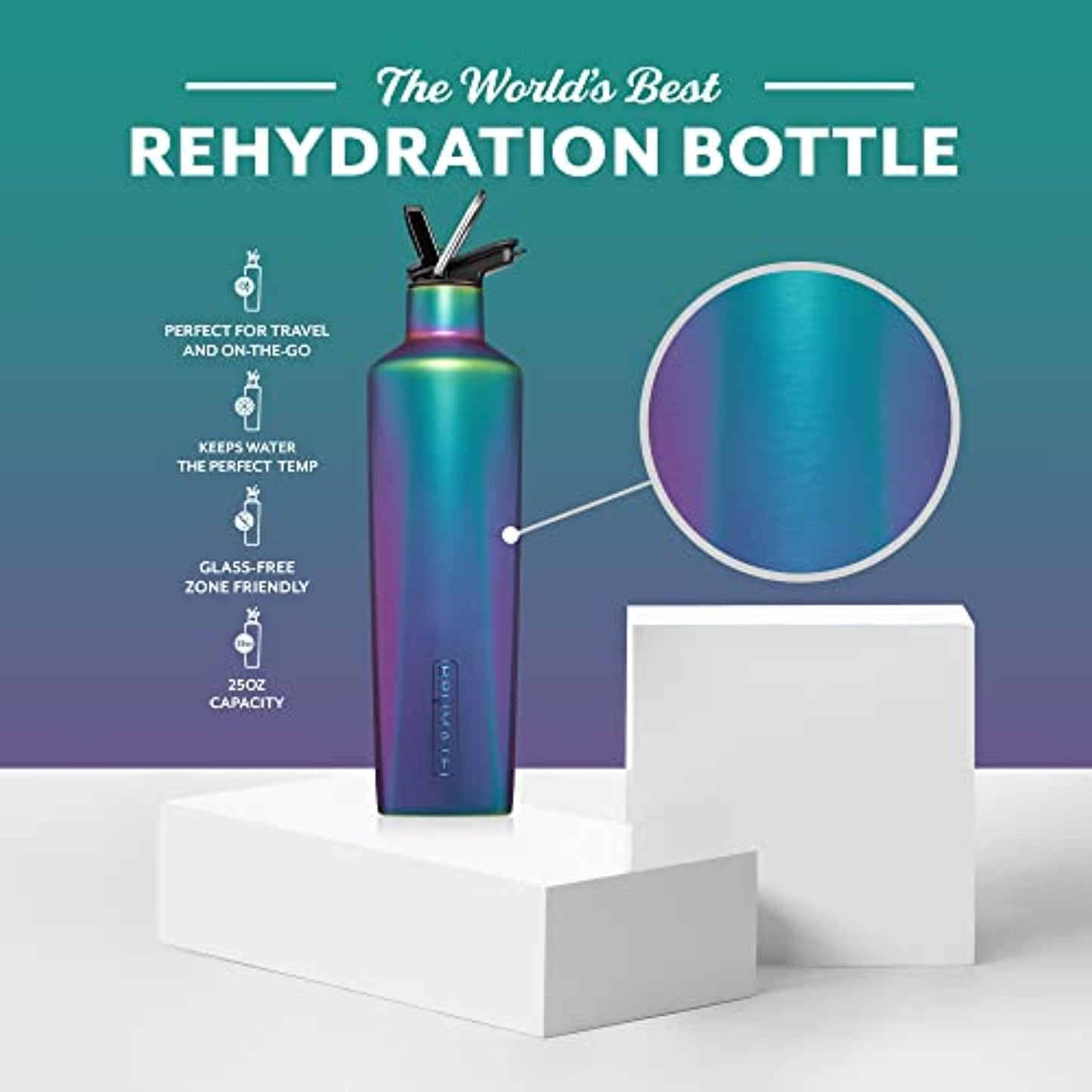 BrüMate ReHydration - 100% Leakproof 25oz Insulated Water Bottle with Straw -