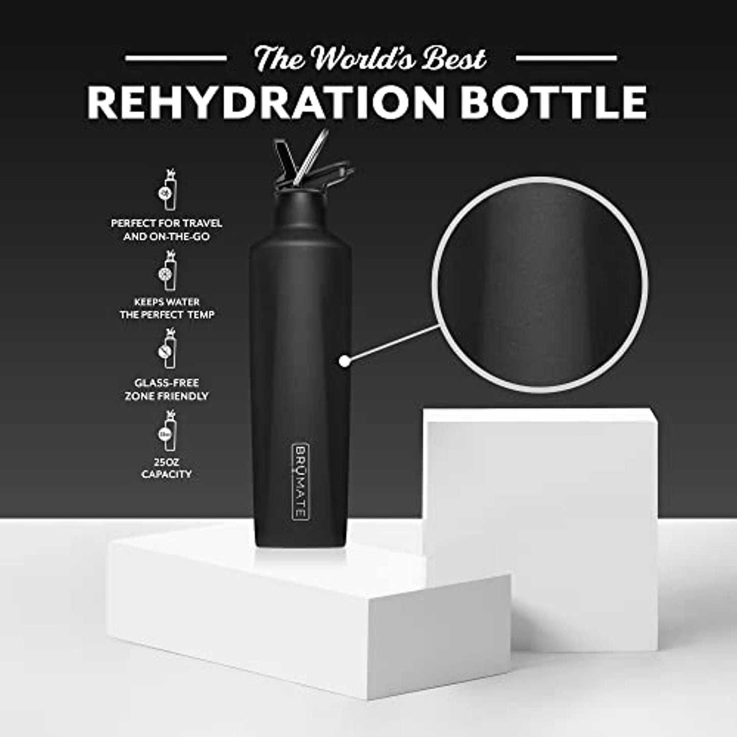 BrüMate ReHydration - 100% Leakproof 25oz Insulated Water Bottle with Straw -