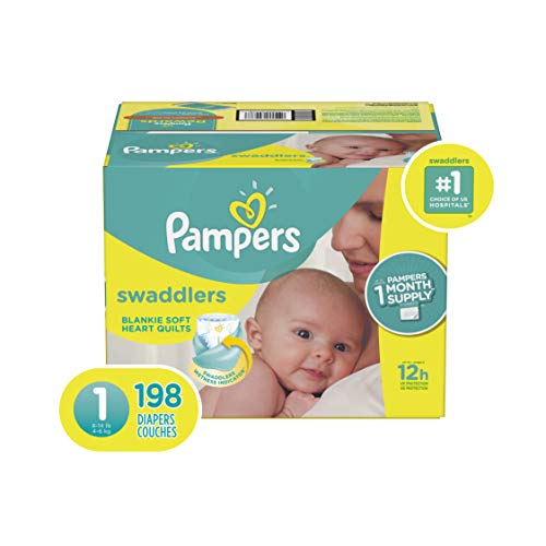 Diapers Pampers Swaddlers Size 1 (8-14 lb), 198 Count - Disposable Baby Diapers Size 1 / Newborn, 198 Count, ONE MONTH SUPPLY