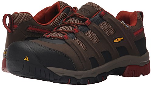 Keen Utility Men's Omaha Low Waterproof Steel Toe Work Boot, Cascade Brown/Burnt Henna, 7 EE US