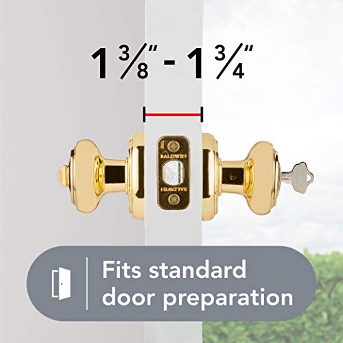 Baldwin Prestige Alcott Entry Knob featuring SmartKey in Lifetime Polished Brass