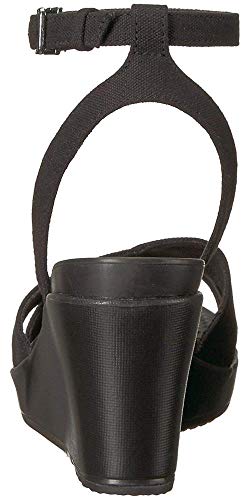 Crocs Women's Leigh II Cross-Strap Ankle Wedge Sandal, Black/Black, 7 M US
