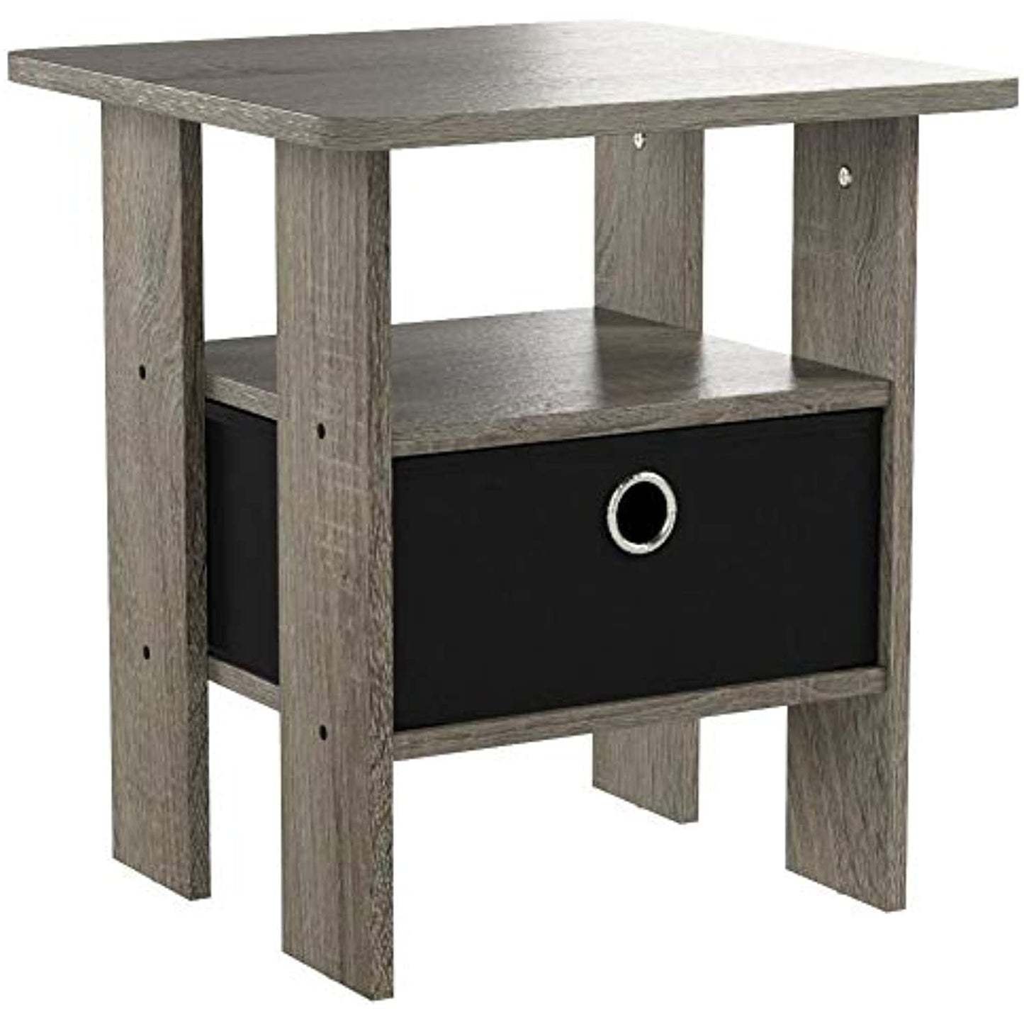 Furinno 11157  End Table Nightstand with Bin Drawer, French Oak Grey- OPEN BOX