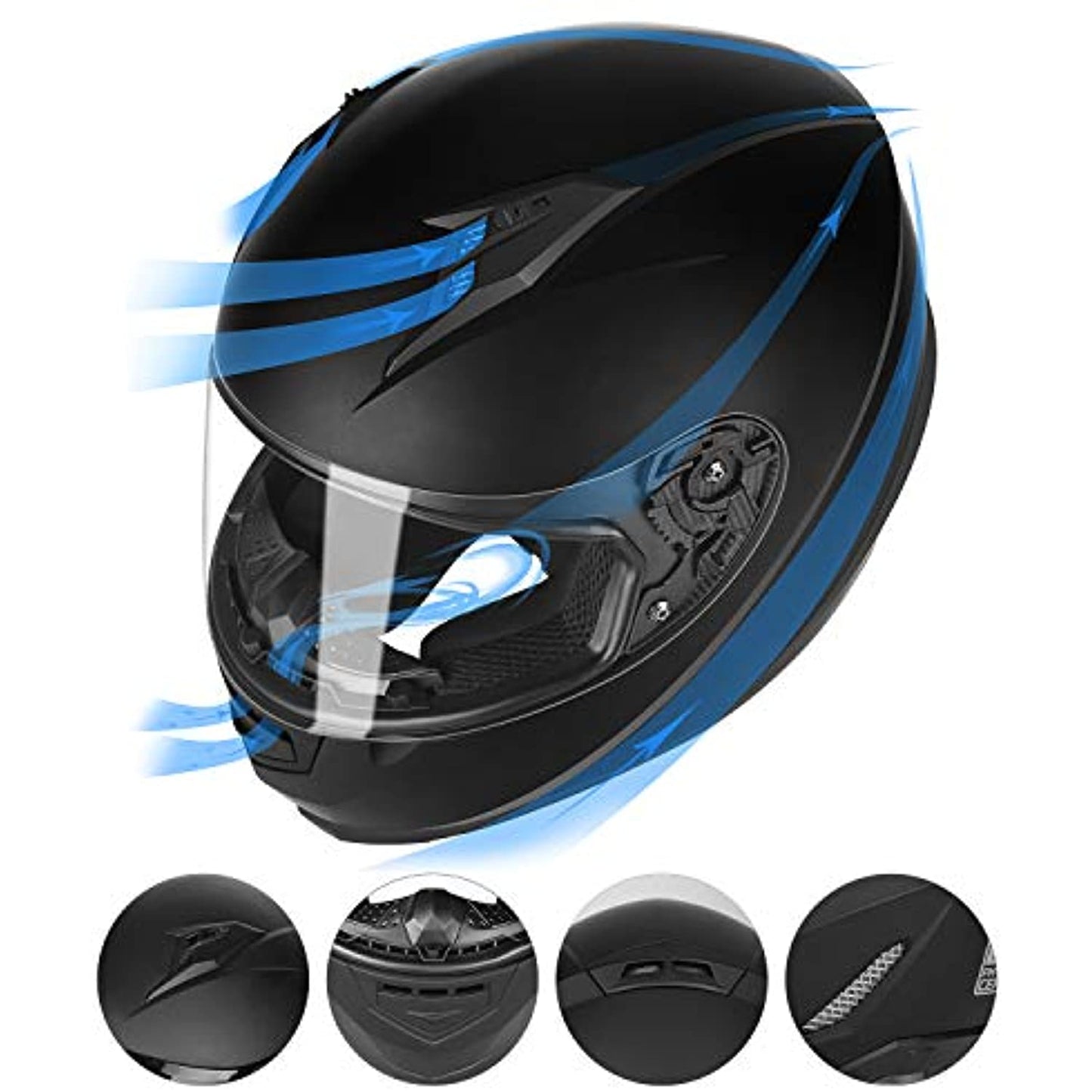 GLX Adult GX11 Compact Full Face Motorcycle Street Helmet, Black XLARGE *openbox
