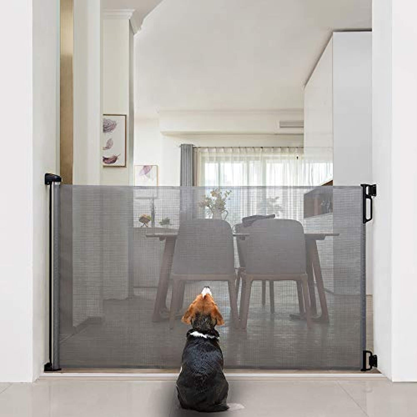 EasyBaby Extra Wide/ Tall Retractable Baby Gate Up to 71" Wide, 39.3" -Grey