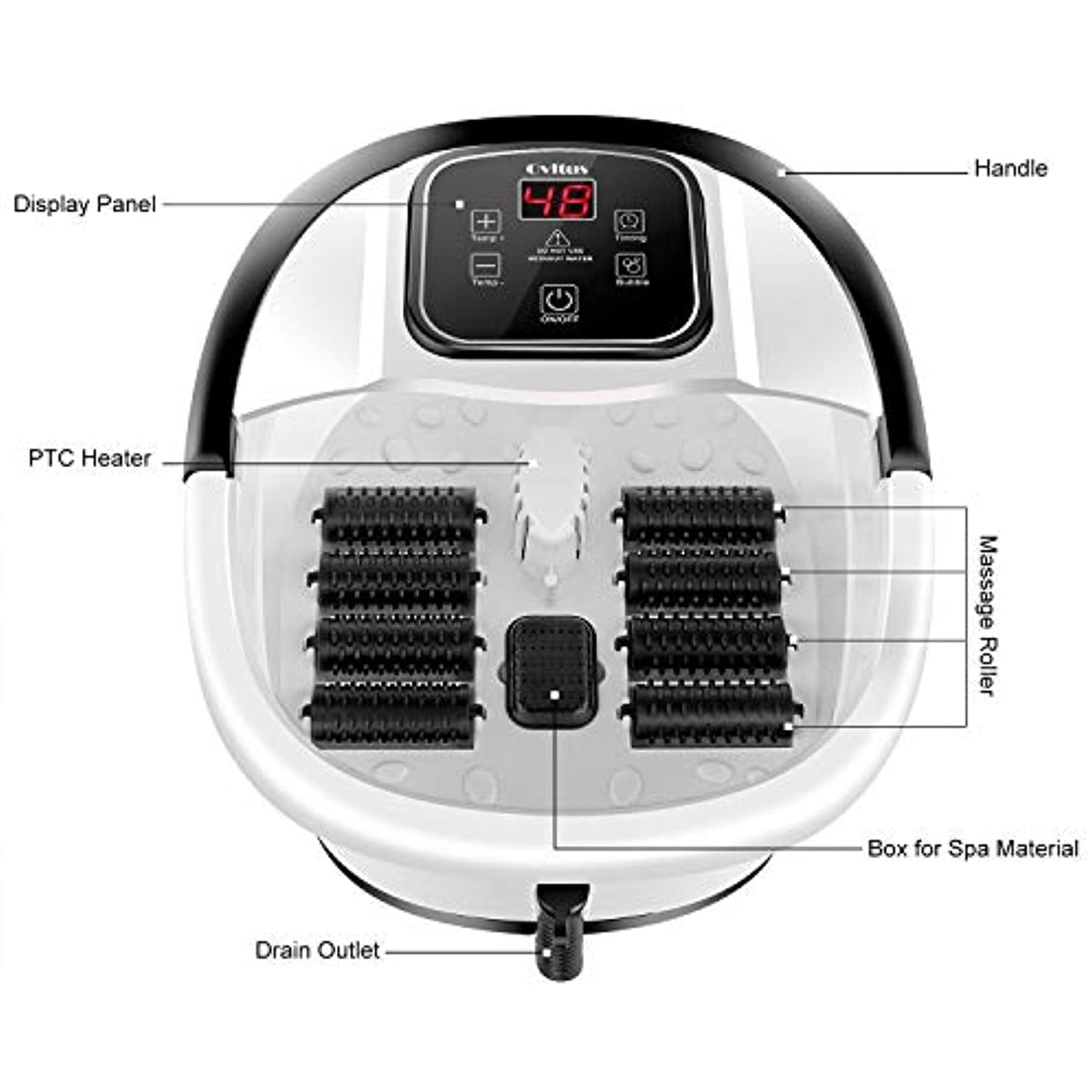 Foot Spa Bath Massager with Heat, Bubble Jets, 8 Long Massage Rollers (preowned)