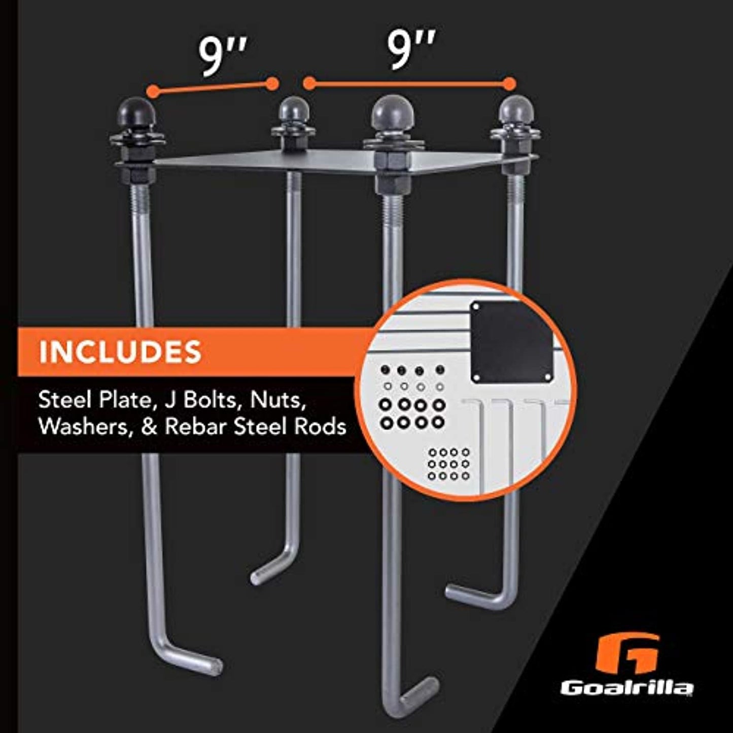 Goalrilla 9" Basketball Anchor Kit,  Installs In-Ground  (*OPEN BOX)