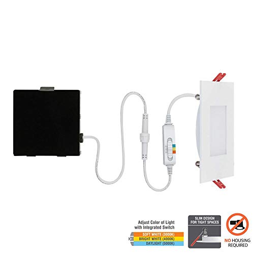 Commercial Electric Ultra Slim 4" Square Color Changing LED Recessed Kit- 4 pack