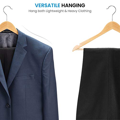 High-Grade Wooden Suit Hangers (20 Pack) - Smooth Finish Solid Wood Coat Hanger