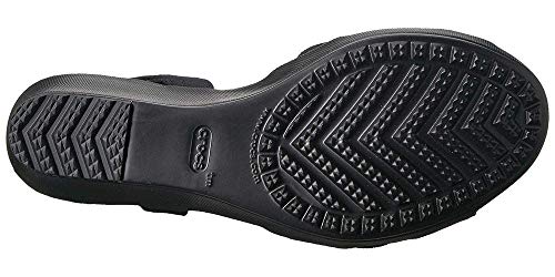 Crocs Women's Leigh II Cross-Strap Ankle Wedge Sandal, Black/Black, 7 M US