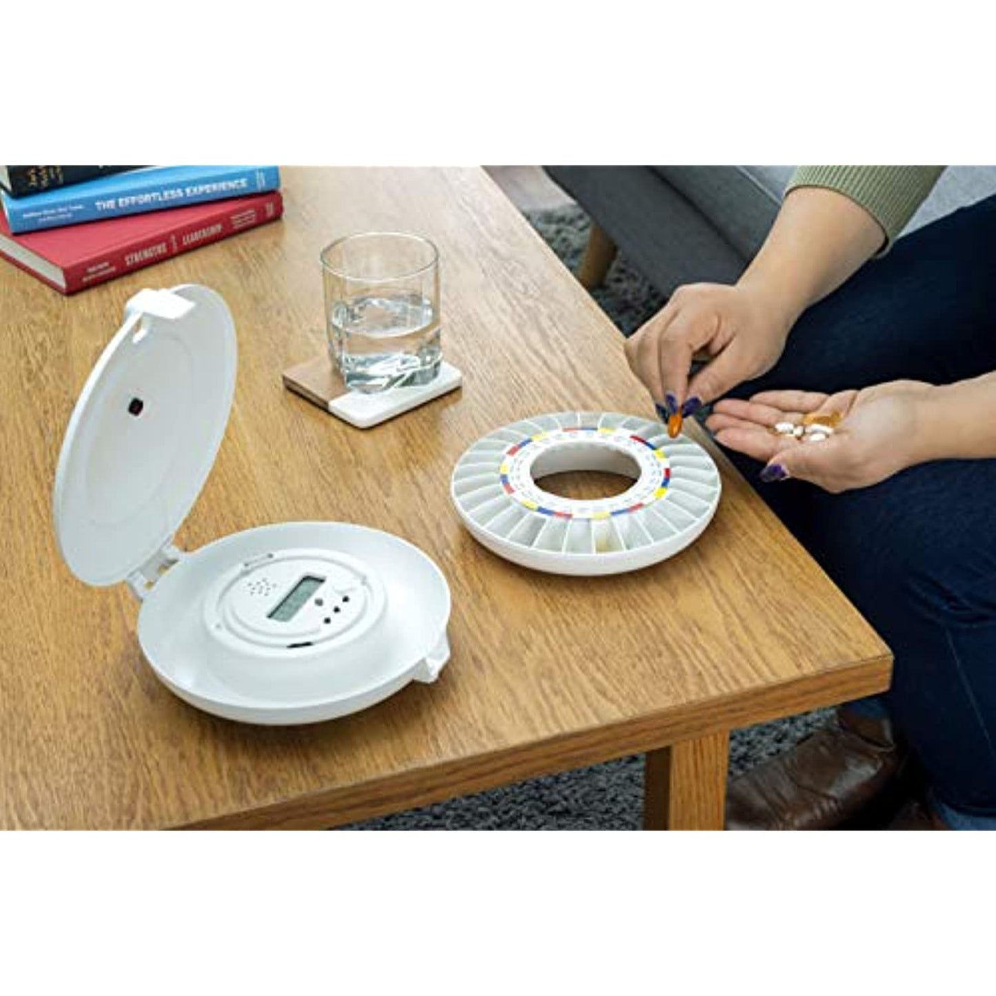 e-Pill Station – Locked Automatic Pill Dispenser with Tipper Base - White Lid